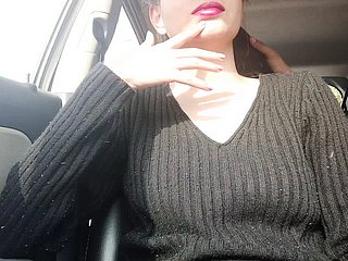 Doggystyle Handjob für ein Freund im Motor car im Freien - riskanter Sex, gornycouple149