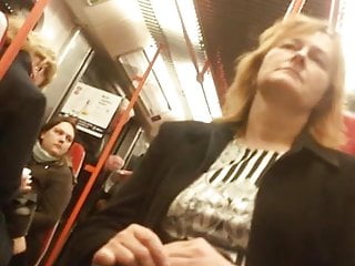 Upskirt grown up woman all round train